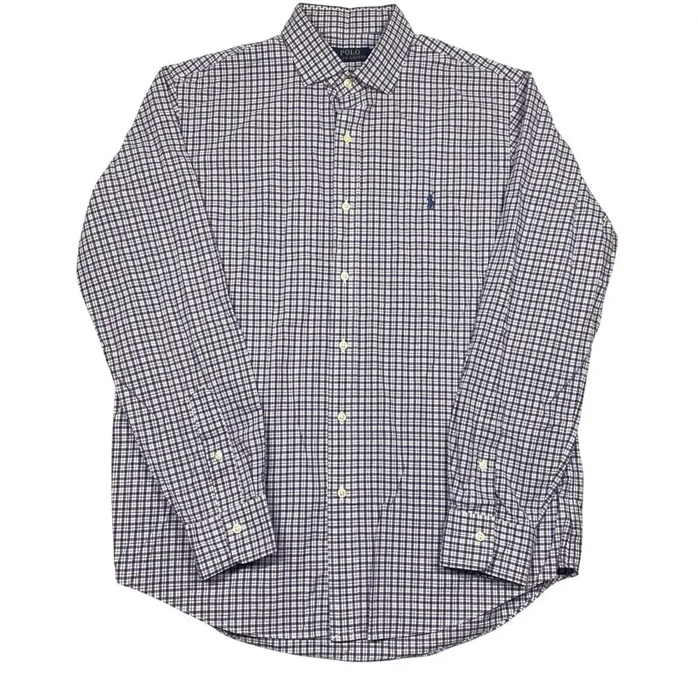 Polo Ralph Lauren Men's Classic Purple Checkered Plaid Shirt